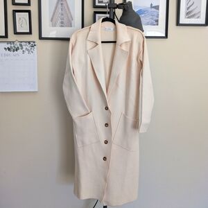 Anrabess Cream Longline Coat with Buttons Size S